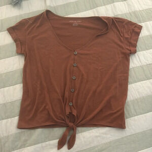 American Eagle crop tie top rust color size S
